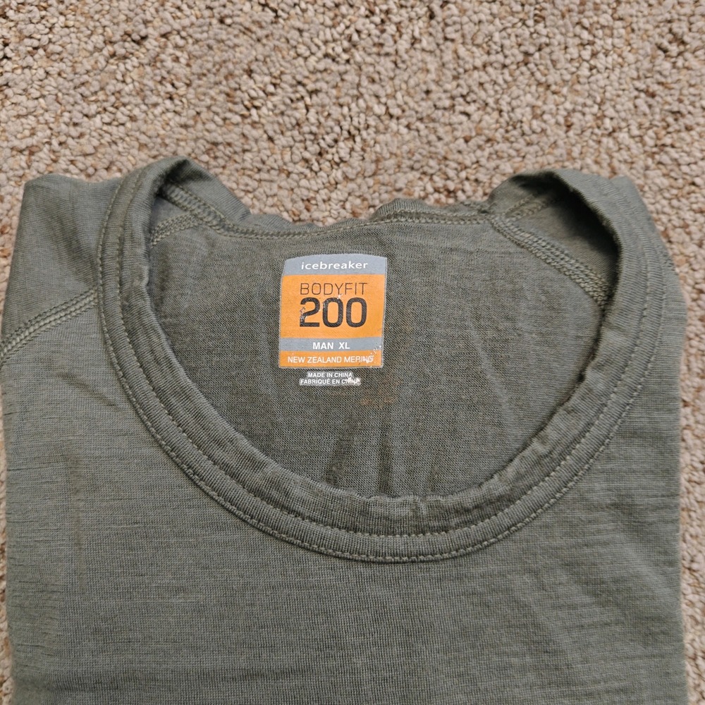Icebreaker Bodyfit 200 Mens XL Merino Wool Long Sleeve Base Layer Olive Green - Picture 13 of 13